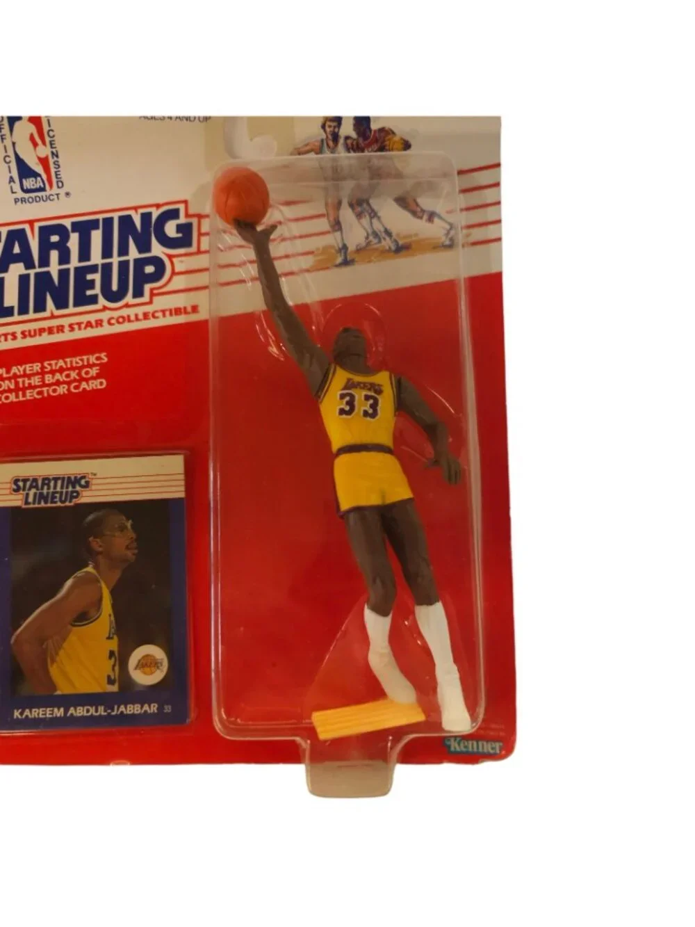 1988 Kenner Starting Lineup Kareem Abdul-Jabbar LA Lakers Figure Card NOC Sealed